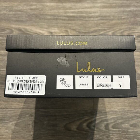 NEW LULUS Size 6 Aimee Suede Leopard Lace Up Heels Black Animal Print Strappy - Picture 11 of 11